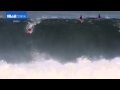 Wipe out! Tom Lowe bails from his board on giant wave