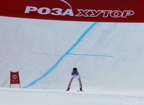 Чемпионы России-2015 в скоростном спуске - Александра Прокопьева и Артём Бородайкин