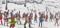 Спуск на лыжах в купальниках в Испании