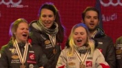 Victory Ceremony - Team Event - St. Moritz 2017